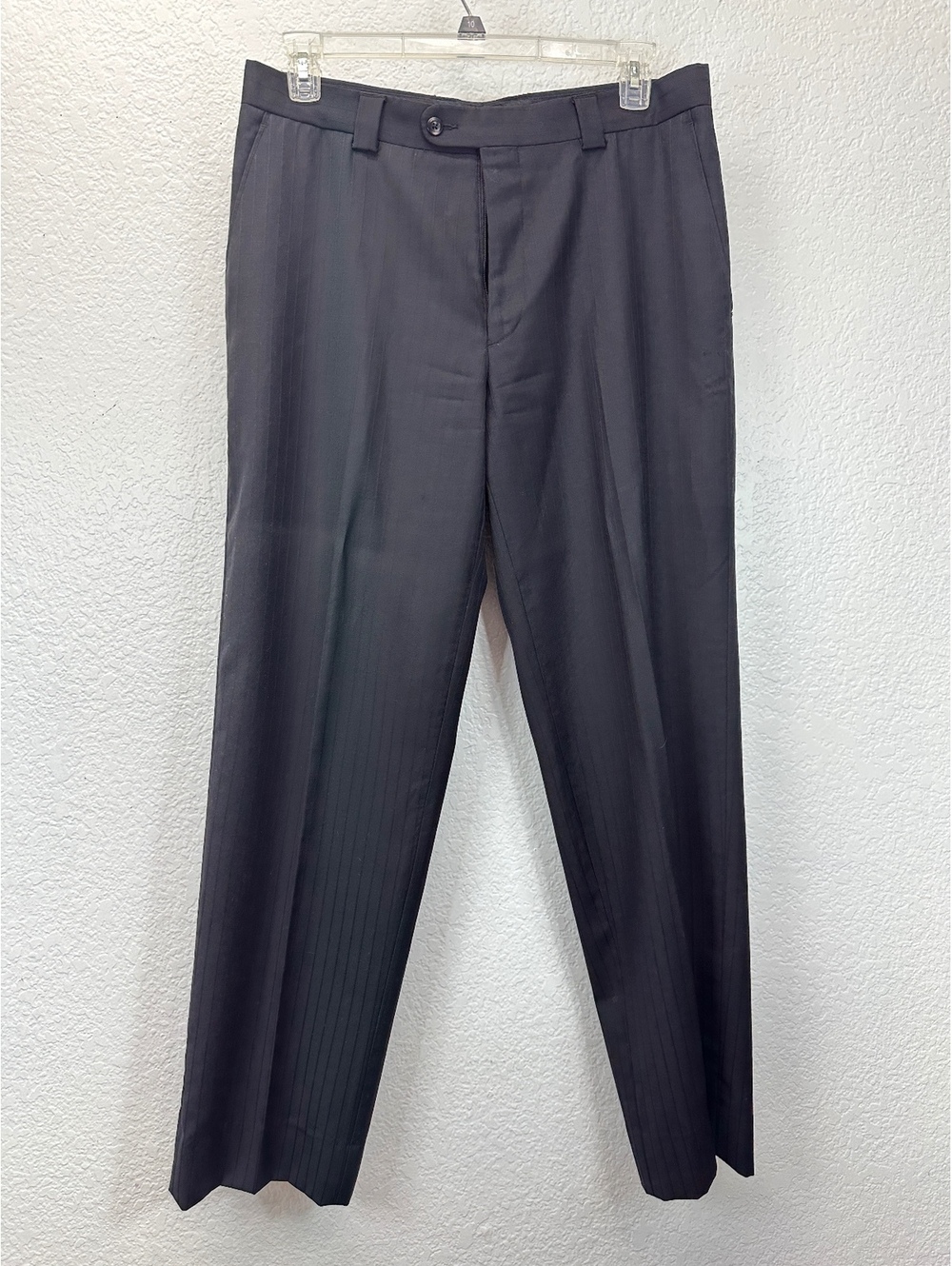 VTG Men’s 35x32 Linea Natural Luxe 100% Wool Black Subtle Stripe Pants Italy